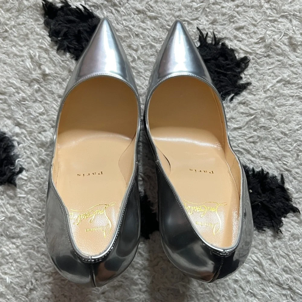 Christian Louboutin size 37.5 so Kate 120 Silver High Heel Pumps